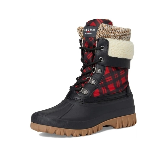 Storm By Cougar Waterproof Lace Up Winter Boots Carlisle Black Red - Picture 7 of 7